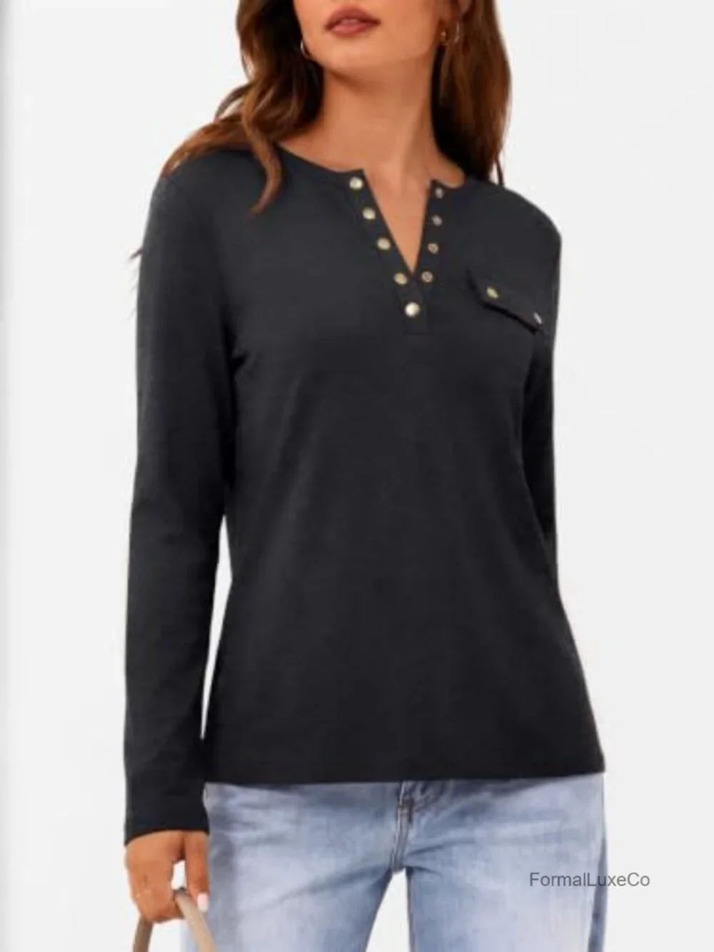Long Sleeve Henley Shirts Dressy Casual Tops Lightweight Fall Sweater